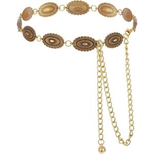 Western Chain Belt for Women, Bronze Western Concho Chain Belt Western Cowgirl Chain Belts Adjustable Metal Belts for Dresses Jeans Country Concert Outfit