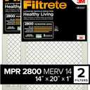 Filtrete 14x20x1 Air Filter, MERV 14, MPR 2800, 2 HVAC Filters
