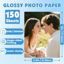 150 Sheets Glossy Photo Paper, 8.5in x 11in Inkjet Photo Printer Paper, Picture Paper for Photos, Calendars, Brochures, Cards, Menus(200gsm / 54lb)