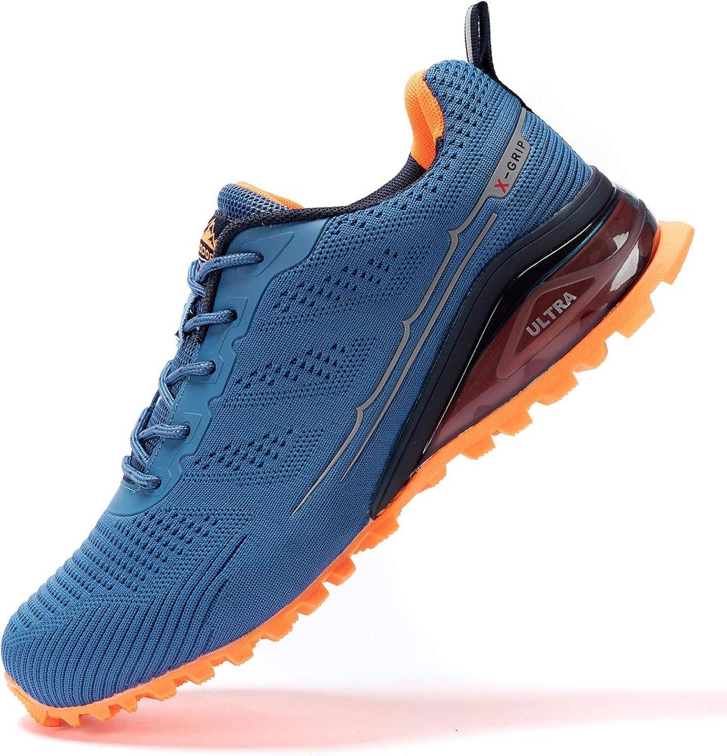 Kricely Men's Trail Running Shoes Fashion Hiking Sneakers for Men Tennis Cross Training Shoe Blue Non-Slip Walking Footwear Size 7.5
