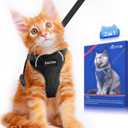 Halypet Cat Harness and Leash Set [ MAX Safety Third Generation ] Escape Proof Soft Adjustable Cat Leash Breathable Comfortable Vest Easy to Wear Kitten Harness for Outdoor Walking (X-Small (4-6lb), H200 Pro Black)