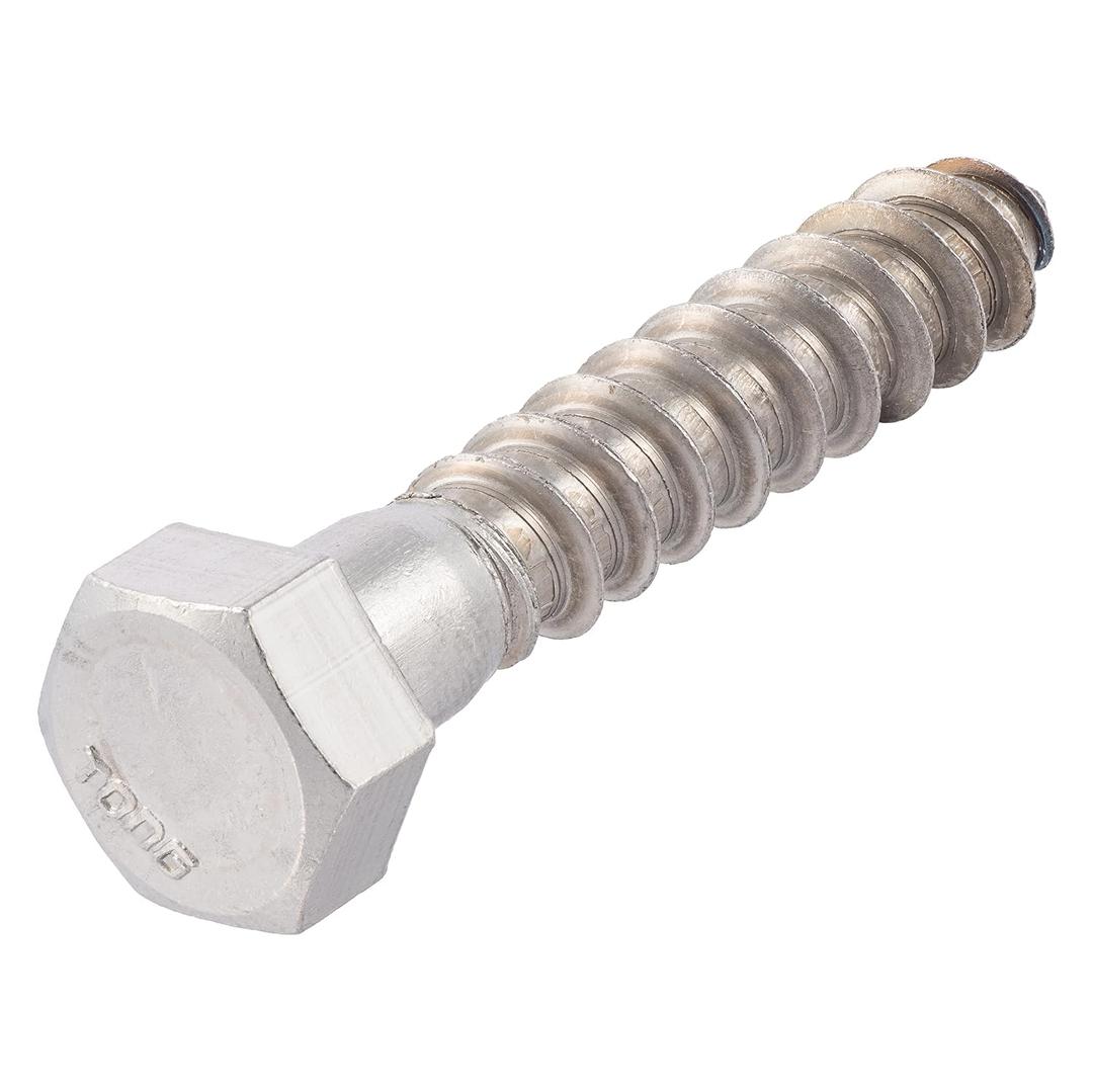 3/8 x 2-1/2 Stainless Lag Bolt (25-Pack) 18-8 Stainless Steel, Heavy Duty Hex Wood Lag Screw, ASME B18.2.1 Commercial/Industrial Grade by Makers Bolt