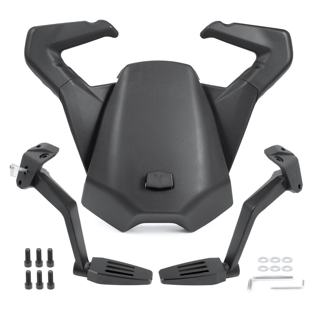 Upgraded Passenger foot pegs +Passenger Seat with Grab Handles for Can Am Ryker All Models, Replace #219400842, MAX Mount 219400800 Required (Seat + Pegs)
