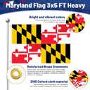 Maryland Flag 3x5 FT Outdoor, MD Flag Embroidered Cross Heavy Duty Outside