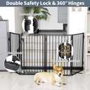 Metal Freestanding Dog Gates with Door for Outdoor Indoor,40'' Extra Wide 36'' Tall Free Standing Dog Gate for Doorways,Large Openings,Deck,Yard,Porch,Foldable Safety Pet Fence(Black,2 Panels)