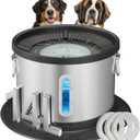 UPSKY 14L No Spill Dog Water Bowl, Stainless Steel Spill Proof Dog Bowl with Water Window, Dual-Suction Anti-Slip Large Capacity Slow Drinking Bowl with Floating Disk for Large Dogs & Messy Drinkers