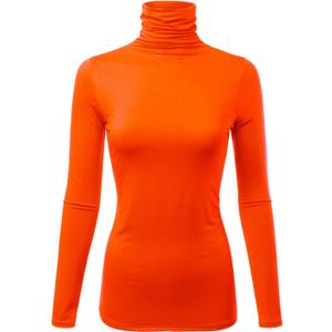 Womens Premium Long Sleeve Turtleneck Lightweight Pullover Top Sweater (Made in USA) (Medium, Cllt002-orange)