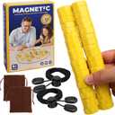 Upgraded Magnetic Chess Game with 40 Magnetic Stones & 2 Adjustable Ropes Portable Strategy Game for Family Night, Travel, Party Toy STEM/Logic/Strategy Games for Kids & Adults, (Yellow)