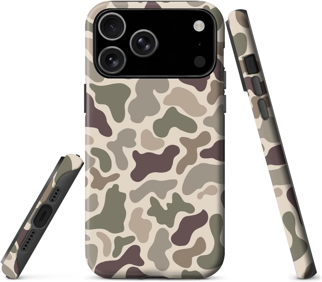 For iPhone 17 Pro Case,Retro camo Design,Dual Layer Soft TPU Hard PC Bumper Case Design