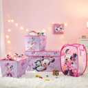 Disney Minnie Mouse 4 Piece Storage Solution Set with Pop Up Hamper, Collapsible Storage Trunk and 2 Nestable Storage Bins