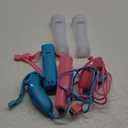 Wii Controller 2 Pack, Wii Remote Controller and Nunchuck Joystick with Silicone Case and Wrist Strap for Holiday (Pink and Blue)