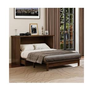 Queen Size Multi-Functional Bed Frame Home Office, Studio,Bedroom,Cabinet Murphy Bed w/Plank Support,No Box Spring Needed, Walnut