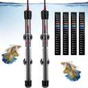 Dreyoo 2 Set Submersible Aquarium Heater, 100W/300W Adjustable Aquarium Fish Tank Heater with 4 Thermometers Stickers and Suckers, Adjustable Knob Thermostat for Marine Saltwater and Freshwater(300W)