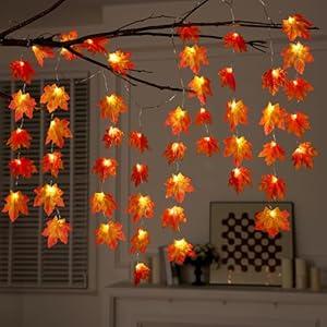 JOYIN Thanksgiving Decorations Branch Light with Maple Leaves, Total 21.3FT Fall Leaves Decor String Lights, Thanksgiving Maple Leaf Decorative Lights for Home, Indoor, Outdoor, Party Supplies