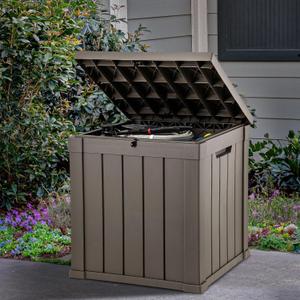 YITAHOME 51 Gallon Outdoor Storage Deck Box, Waterproof Resin Package Delivery and Storage Box with Lockable Lid for Patio Furniture Cushions, Pool Accessories, Garden Tools, Taupe