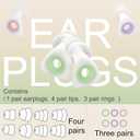 Elate Fashionable Customizable Silicone Ear Plugs with 3 Interchangeable Color Rings - Stylish Hearing Protection for Sleep, Study, Travel, Autism, ADHD, Concerts & Swimming - White