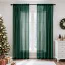 MIULEE 2 Panels Christmas Solid Color Sheer Window Curtains Elegant Window Voile Panels/Drapes/Treatment for Bedroom Living Room (54X84 Inches Hunter Green)