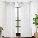 XTMYI Back Tab/Hook Belt Linen Cotton Sheer Curtains for Bedroom White 2 Panels,70 Inch Wide,102 Inch Length