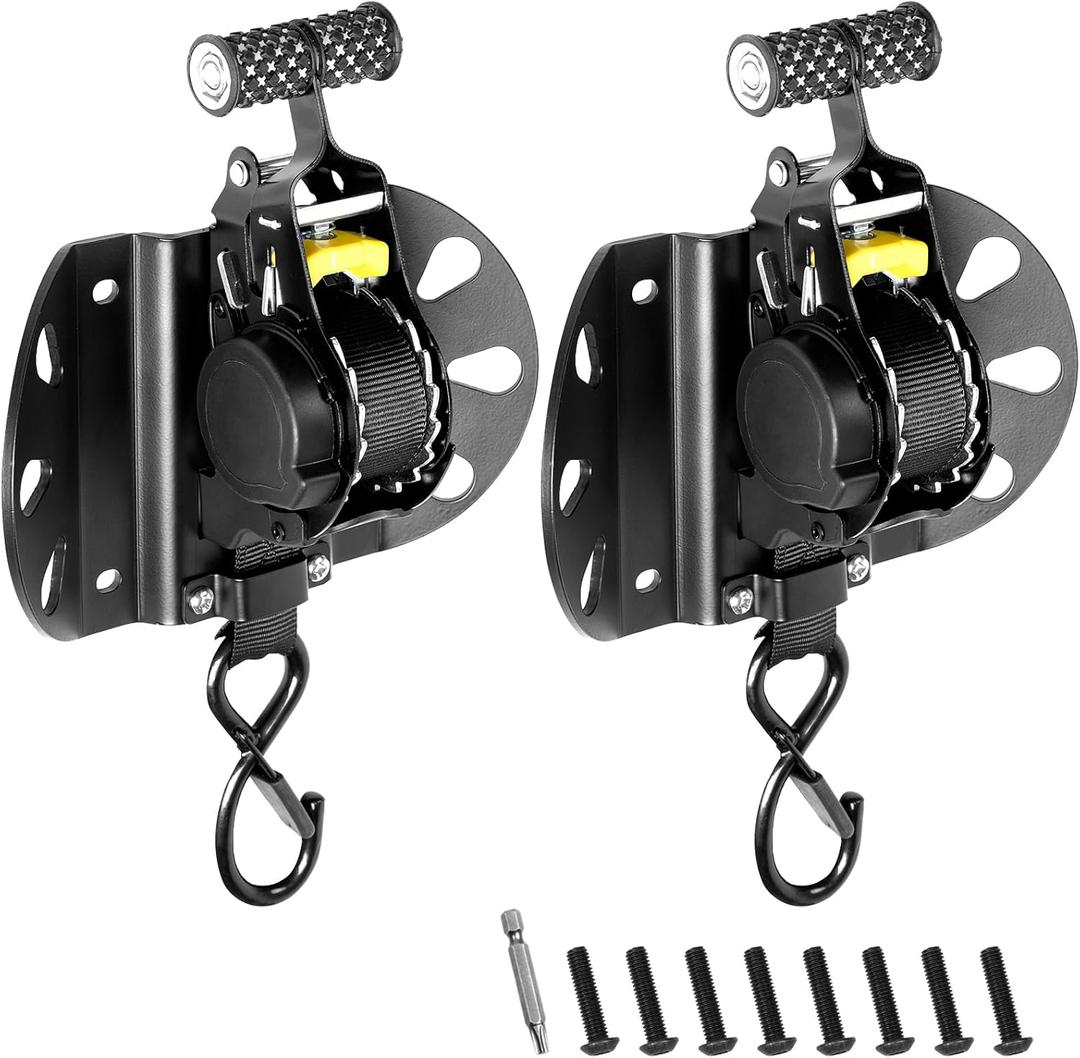 Retractable Ratchet Straps Compatible with 20152025 Ford F-150, Auto Retract Tie Down Straps for Truck Bed, Heavy-Duty Mount Brackets, 2PCS (Not for Vehicles Featuring Side Panels)