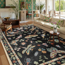 Lahome Insect Print Washable Area Rugs 5x7, Soft Rugs for Living Room Ultra-Thin Non-Shedding Modern Bedroom Rug, Throw Rug Large Carpet for Dining Room Nursery Vionnet(5'x7',Blac)