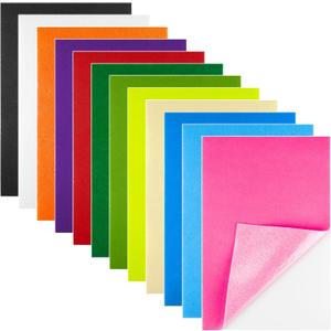 Morcheiong 12 Pcs Self Adhesive Felt Sheet Soft Felt Sheets with Adhesive Backing for Art Project and Sewing DIY Craft(11.8"x7.9"/30x20cm)- 12 Colors