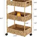 3-Tier Water Hyacinth Rolling Cart, Nursery Cart with Wheels