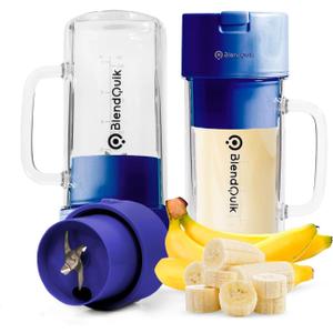 Personal Portable Blender For Shakes & Smoothies, Leakproof & Stylish Portable Mason Jar Shaker, Rechargeable Mini Blender with 10-Blade Blending System 14oz, Dark Blue