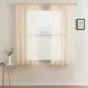 MIULEE 2 Panels Solid Color Sheer Window Curtains Elegant Window Voile Panels/Drapes/Treatment for Bedroom Living Room (54 X 63 Inches Cream Beige)