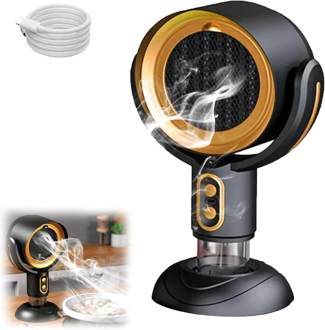 Smoke Fan for Smoking Indoors, Smoke Purifier Filters, Mini Anion Desktop Range Hood/Purifier, Portable Range Hood, Eliminate Any Odors in The Air(Gold,Charging)