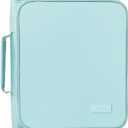 SUNEE Zippered Binder Bag with Handle, 2-Inch 3-Ring O-Ring, 500-Sheet Capacity, Includes Zip Pocket, 5-Tab Expanding File Folder, Multi-Pocket Organizer Binder for Middle School, Sky Blue