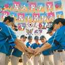 2 x Supervitae 33 Pcs 6 7 Theme Ice Cream Drip Baseball Birthday Baseball Banner Sports Party Decoration Supply Ice Cream Drip Banner for Team Birthday Festival for Coach Player Sports Lover
