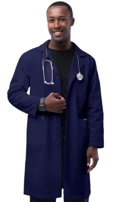 Lab Coat for Men and Women, 40 Inch Length Relaxed Fit Doctor Coat, 3 Pocket Medical Coat Nurse Scientist Technician (Navy)