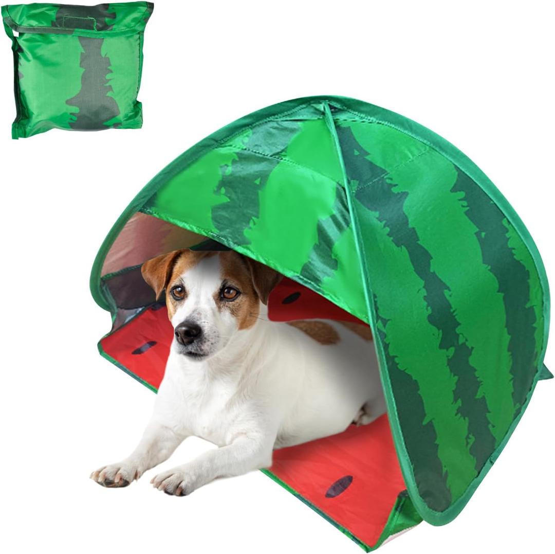 Dog Beach Tent Sun Shelter, 1 Pack Watermelon Portable Automatic Pop-up Sun Shelter Tent Instant Sun Shade Canopy for Puppy Small Pets, Large