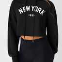 Hilinker Women's Graphic Cropped Hoodies Pullover Casual Cute Long Sleeve Workout Tops Black X-Large 