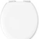 KOHLER Stonewood Quiet-Close, Round Toilet Seat Soft Close, Durable Wood, Easy Installation, Universal Fit, Home Essentials, White Finish, K-20467-0