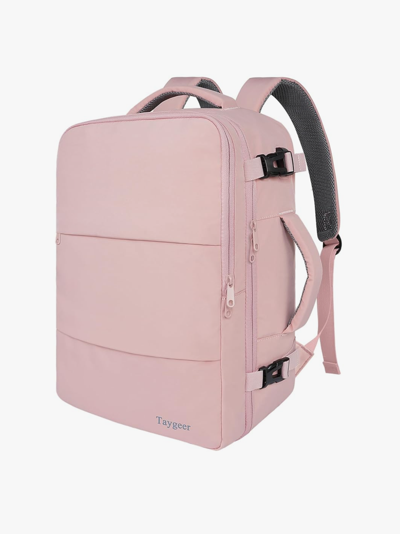 Taygeer Travel Backpack for Women, Carry On Backpack with USB Charging Port & Shoe Pouch, TSA 15.6inch Laptop Mochila Flight Approved, Nurse Bag Casual Daypack for Weekender Business Hiking, Pink
