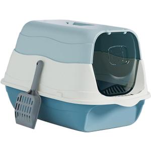 Haven with Covered Entryway and Detachable Hooded for Indoor Felines, Blue