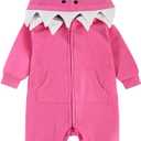 Fairy Baby Infant Shark Costumes Baby Onesie Hoodie Romper 3D Cartoon Cute Jumpsuit Bodysuit for Toddler Boys Girls 3-24M (12-18 Months, Rose Red)