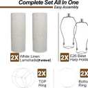 13" Lamp Shades Set of 2 (Spider Fitter), Includes 2 Harps & Finials, Natural Linen Drum Lampshade Replacement for Table Lamps (13" Top x 13" Bottom x 10" High)