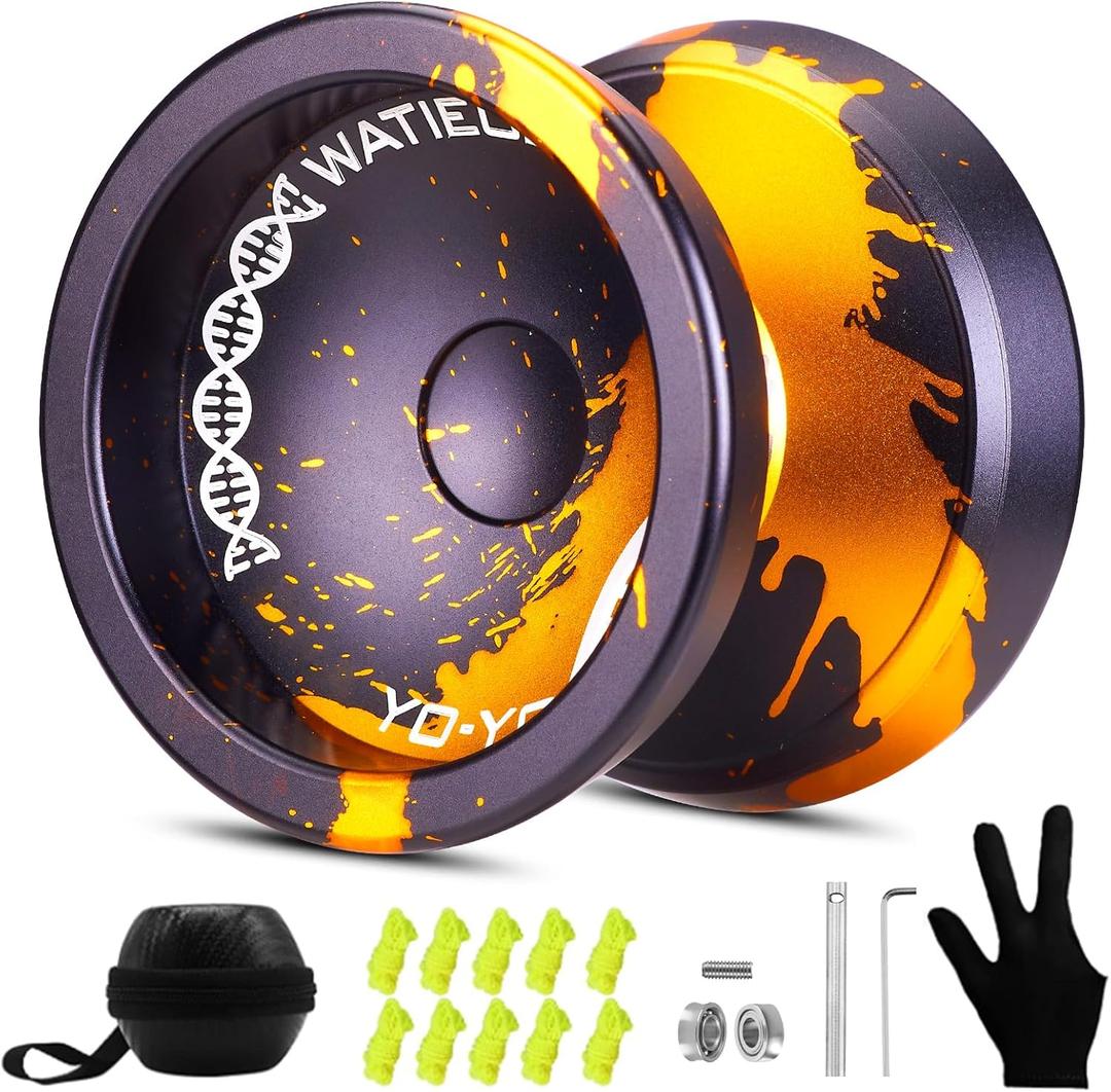 WATIEOBOO yoyo Professional Responsive Yo yo Bearing for Kids 8-12 Beginner Unresponsive yo yo Bearing for Fingerspin Yoyos Tricks with Yoyo Accessories-Black Gold