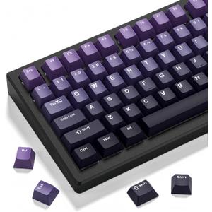 dagaladoo Double Shot PBT keycaps,Gradient Purple caps 75 Percent, 138-keys Cherry Profile Custom keycaps Set for 100% 75% 65% 60% TKL US Layout Mechanical Keyboardonly keycap