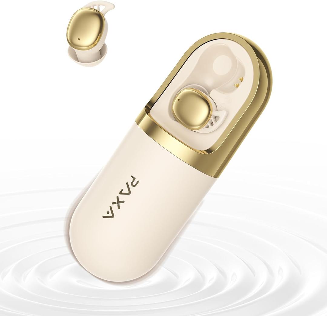 PAXA Sleep Headphones for Side Sleepers, Sleep Invisible Earbuds with Vibration Charging Case Wireless Bluetooth 6.0, Soft Silicone Mini Earbuds for Sleeping, Snoring Noise Isolation, S13 Beige