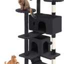FDW Cat Tree 54in Cat Tower Multi-Level Durable Cat Scratching Post & Cozy Fun Cat Jumping Platform Space Saving Cat Condo Pet Play House for Indoor Cats, Dark Gray