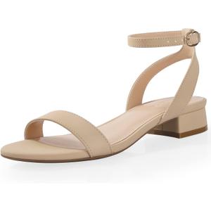 Ankis Black Nude White Gold Women Sandals Comfortable Walking Strappy Open Toe Sandals for Women Dressy Summer 1 Inch Low Block Heel Flat Adjustable Ankle Strap Shoes (9)