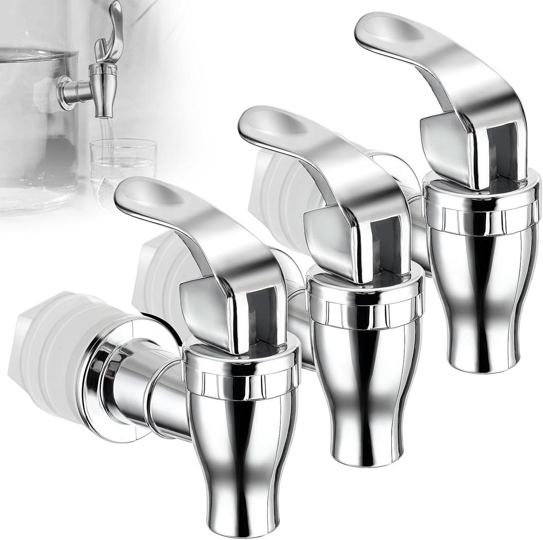 3-Pack Glass Drink Dispenser Spouts - Replacement Spigots for Beverage Dispensers, Brew Kettles, and More