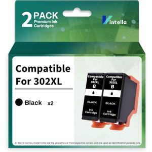 Remanufactured Ink Cartridge Replacement for Epson 302XL 302XL T302XL T302 Black Ink Cartridges for Expression Premium XP-6000 XP-6100 XP6000 XP6100 Printer (Black Only, 2 Pack)