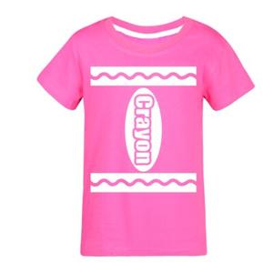 Crayon Tshirt Halloween Costume for Men Women Adult Size | Funny Cool Shirt idea | Graphic tee (Large, Pink)