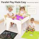 WINGYZ 4-in-1 Wooden Kids Activity Table and 2 Chairs, Ages 2-12 & 4-8 Building Blocks Construction Sensory Table with Storage, Spacious Kids Learning Desk, 22'' D x 21''W x 18''H
