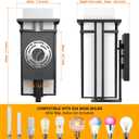 Outdoor Lighting Fixtures Wall Mount, Outdoor Wall Lights Modern with Frosted Glass, Aluminum Exterior Light for House Outdoor Wall Lantern for Garage Porch Carriage Patio (Large-17''H, 1 pc)
