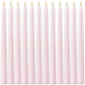 12 Pack 10 inch Pale Pink Taper Candles, Unscented Dripless Smokeless Candlestick Bulk for Home Dinner Wedding Romantic, 7-8 Hours Burn
